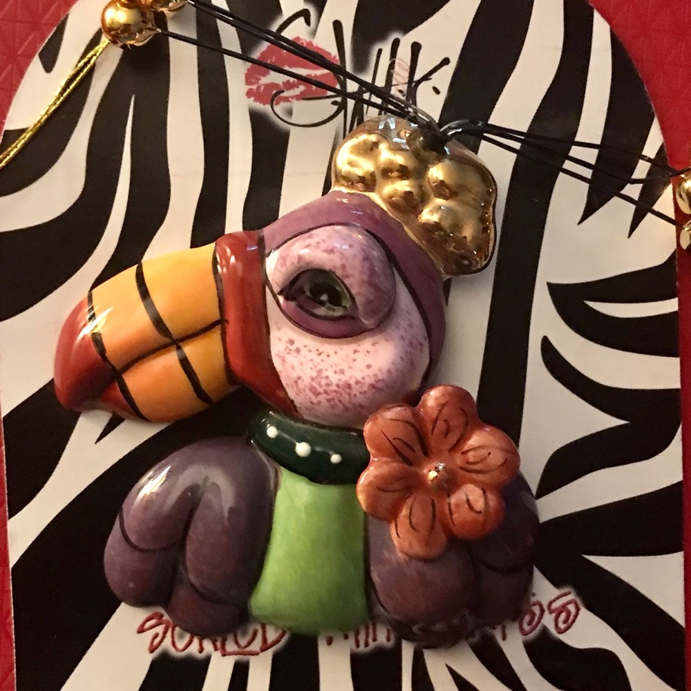 Bird Brooch, colorful